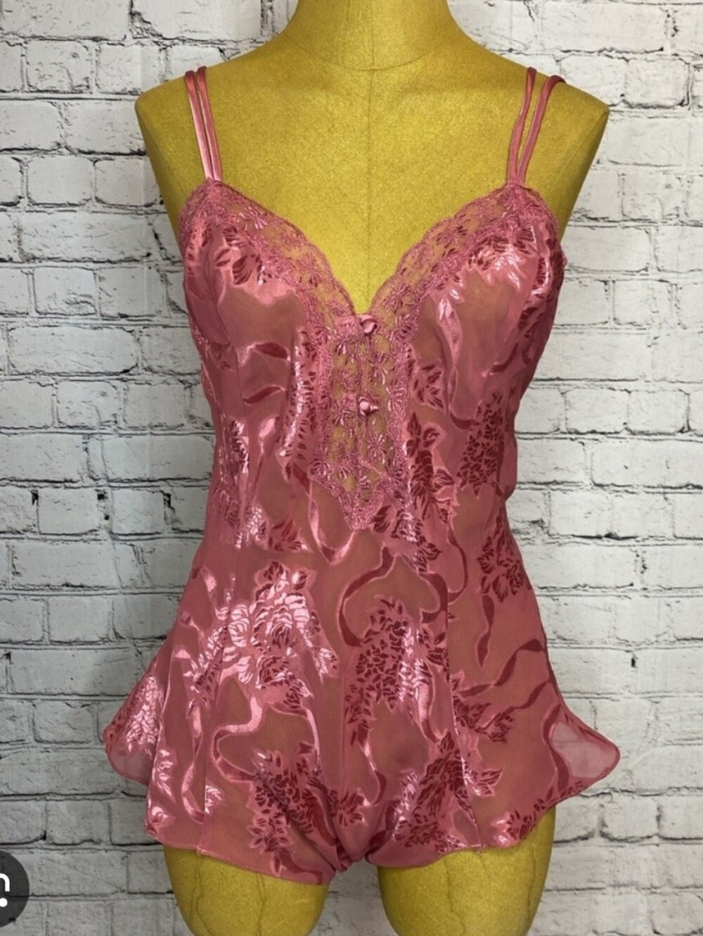 Victoria's Secret Pink Satin Lace Teddy